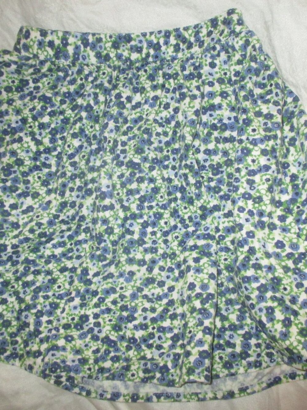 Lands' End Girls Sz. 7 Corduroy Floral Skirt- Adjustable Waistband- EUC